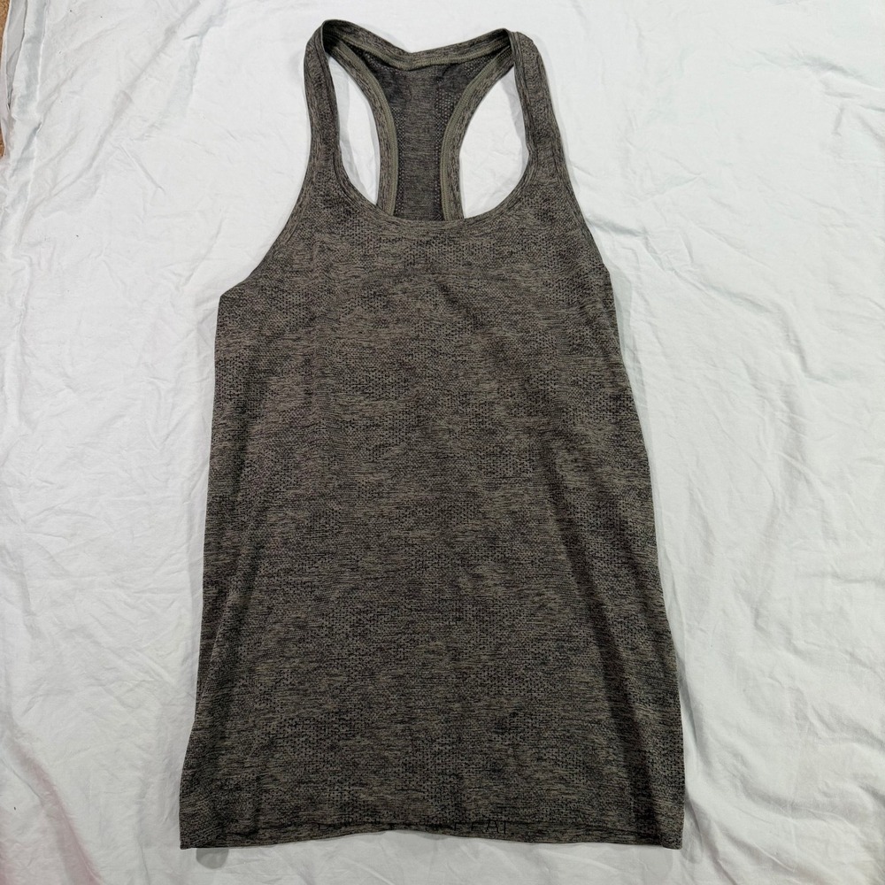 Lululemon Swiftly Tech Racerback Tank Top Heathered Charcoal Grey Size 6 D-509